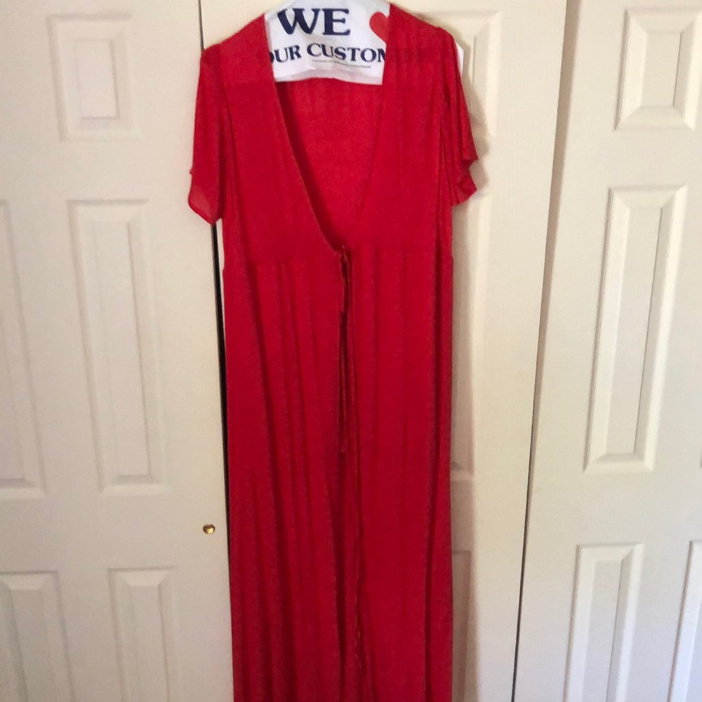 LULUS MUCH OBLIGED RED MAXI WRAP DRESS